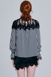 Alayna Lace Overlay Striped Blouse | OROSHE