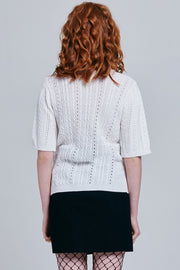 Casey Short Sleeve Cable Knit Sweater | OROSHE