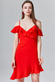 Evie Ruffle Open-Shoulder Dress | OROSHE
