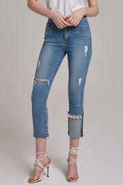 Kat Pearl Cuff Jeans | OROSHE