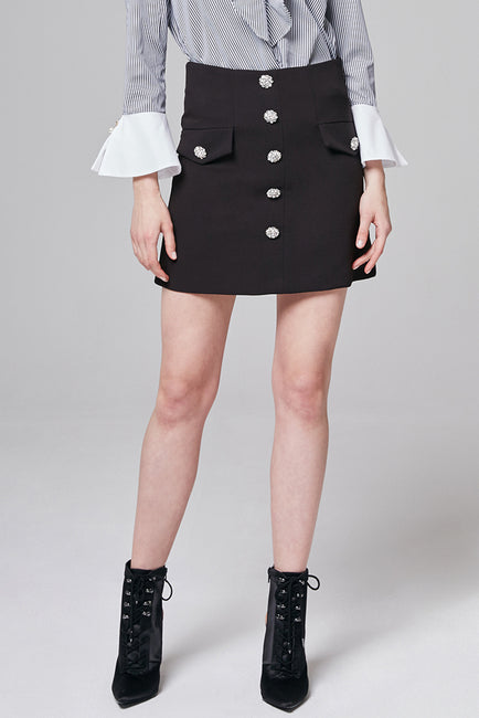 Ashley Jewel Button Skirt | OROSHE