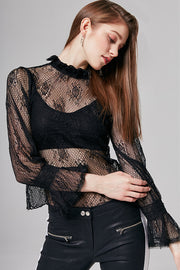 Mila High-Neck Floral-Lace Top | OROSHE