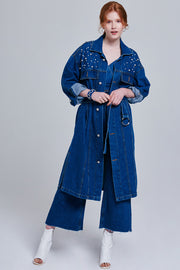 Jane Pearl Embellished Denim Jacket | OROSHE