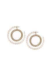Pearl and Chain Hoop Earrings | OROSHE
